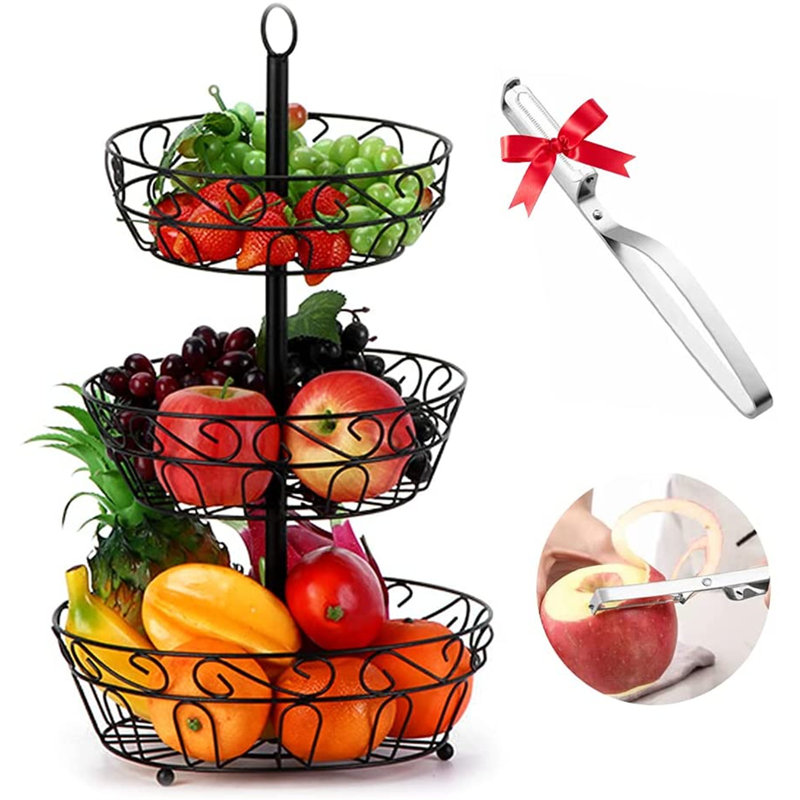 Red Barrel Studio® Fruit Bowl,3Tier Fruit Basket Large Fruit Stand